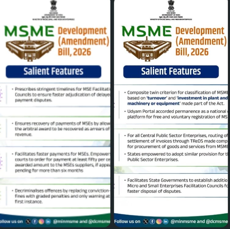 MSME Development Amendment Bill 2026 - Salient Features